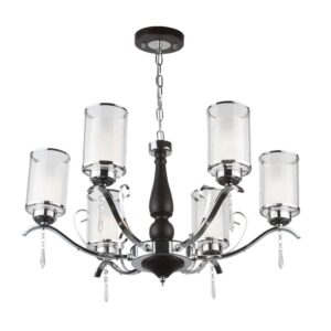 LEARC Designer Lighting Contemporary Glass Metal Wood Chandelier CH323