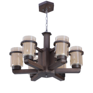 LEARC Designer Lighting Contemporary Glass Metal Wood Chandelier CH347