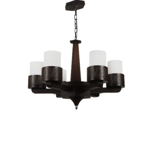 LEARC Designer Lighting Contemporary Glass Metal Wood Chandelier CH403-6