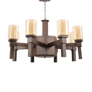 LEARC Designer Lighting Contemporary Glass Metal Wood Chandelier CH394-8