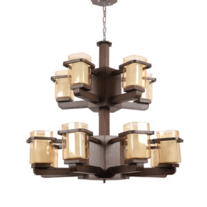 LEARC Designer Lighting Contemporary Glass Metal Wood Chandelier CH428-13
