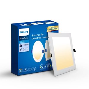 PHILIPS ULTRA GLOW 10 WATT LED RECESSED DOWNLIGHT SQUARE MULTICOLOUR 3 IN 1 PH1418