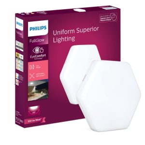 PHILPS RIMLESS FULL GLOW HEXA STYLE 15 WATT SURFACE LIGHT WARM WHITE PH1497