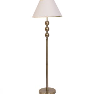 LEARC antique brass finish floor lamp with white shade having golden border FL5015-C