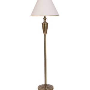 LEARC antique brass finish floor lamp with white shade having golden border FL5020-C
