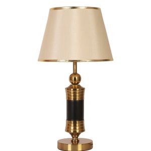 LEARC gold bronze and black finish table lamp with light gold shade having golden border TL5018-D