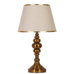LEARC gold bronze finish table lamp with cream textured shade having golden border TL5022-B