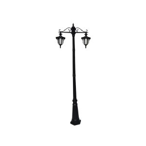SUPERSCAPE aluminium die cast 6.5  feet E27 two light garden Pole light black SK5363