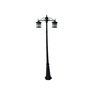 SUPERSCAPE aluminium die cast 2 meter E27 two light garden Pole light black SK5374