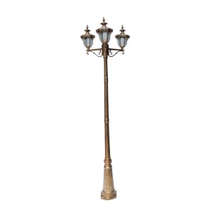SUPERSCAPE aluminium die cast 7.5 feet E27 three light garden Pole light black gold SK5432