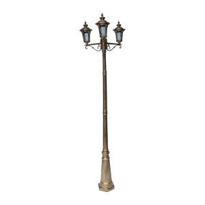 SUPERSCAPE aluminium die cast 7.5 feet E27 three light garden Pole light black gold SK5433