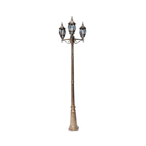 SUPERSCAPE aluminium die cast 7.5 feet E27 three light garden Pole light black gold SK5434